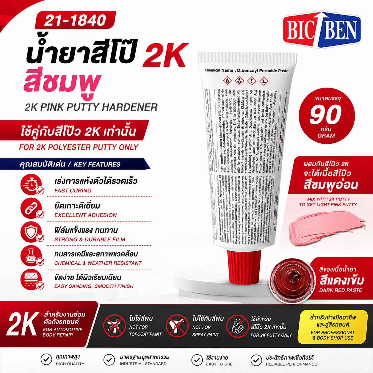 น้ำยาชมพู สำหรับสีโป๊ว 2 เค